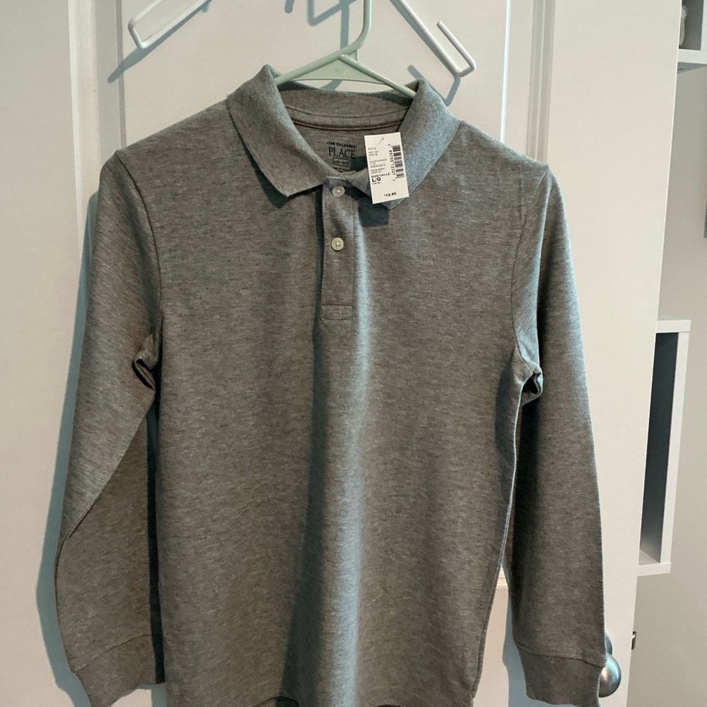 NEW - The Children's Place Classic Long Sleeve Gray Polo